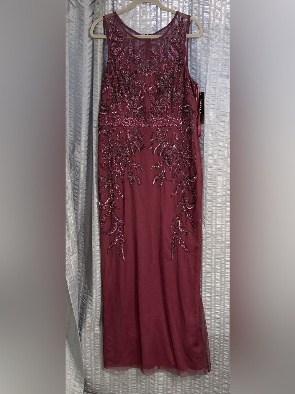 Adrianna Papell Burgundy Sequin Beaded Dress